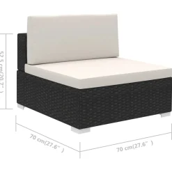 Conjunto de jardín Kiara sofá modular + mesa negro/blanco