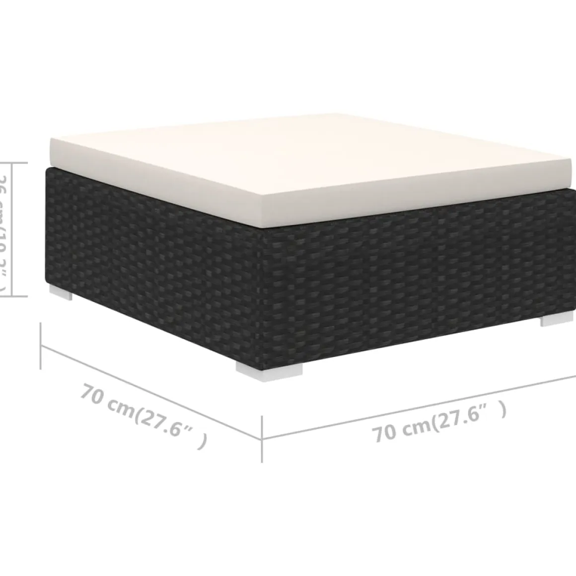 Conjunto de jardín Kiara sofá modular + mesa negro/blanco