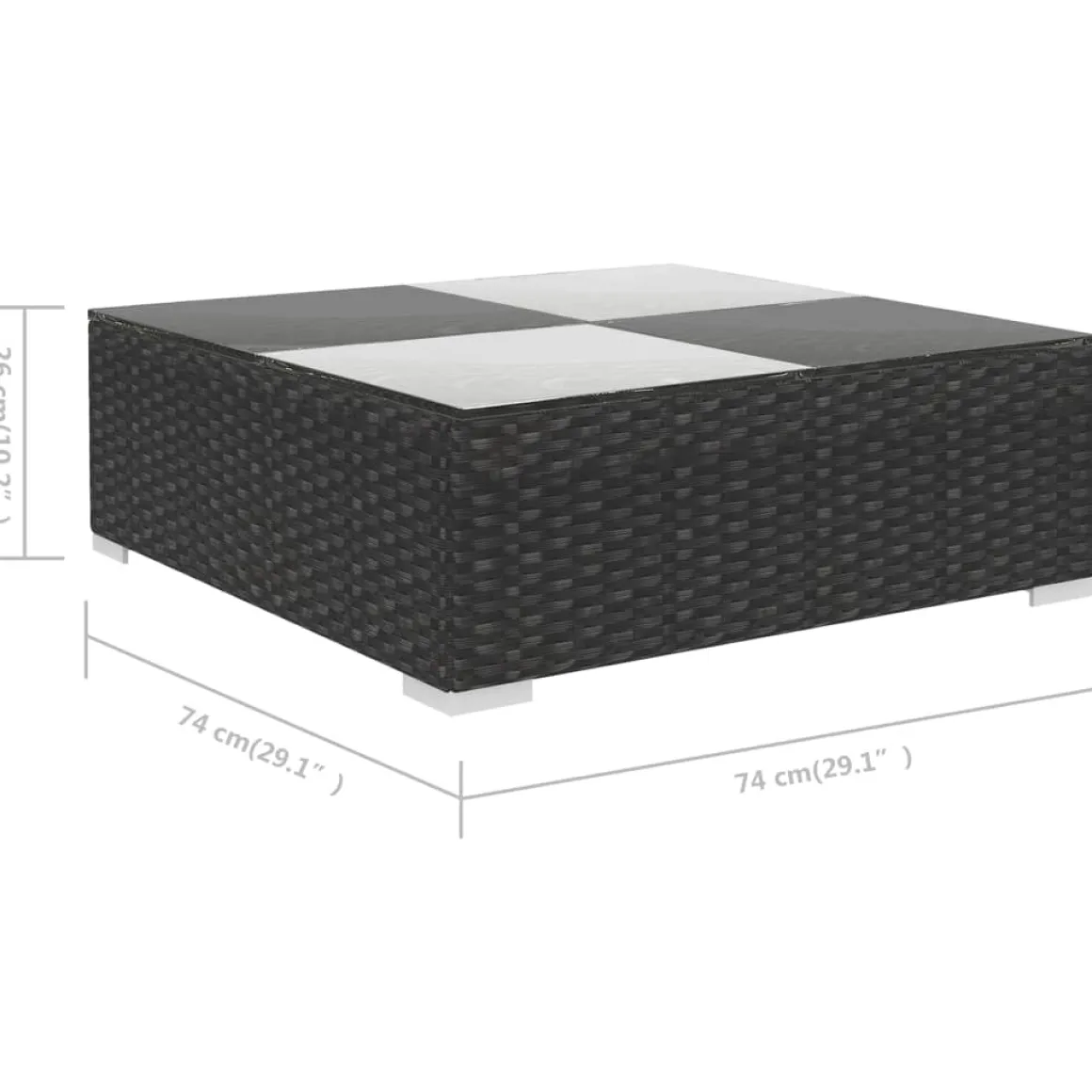 Conjunto de jardín Kiara sofá modular + mesa negro/blanco