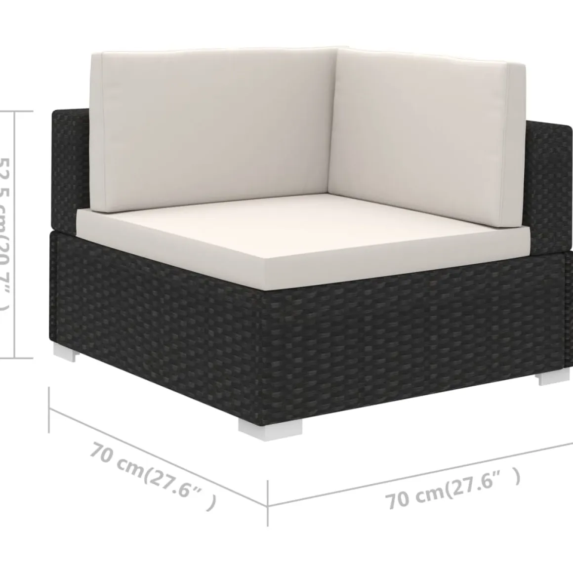 Conjunto de jardín Kiara sofá modular + mesa negro/blanco