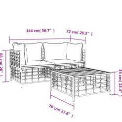 Conjunto de jardín Laos 2 sillones + mesa