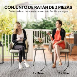 Conjunto de jardín Lerd Outsunny 3 piezas crema