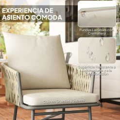 Conjunto de jardín Lerd Outsunny 3 piezas crema