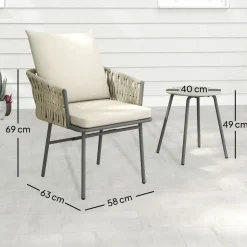 Conjunto de jardín Lerd Outsunny 3 piezas crema