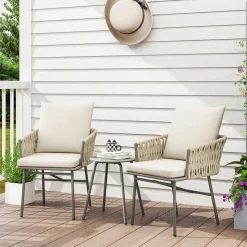 Conjunto de jardín Lerd Outsunny 3 piezas crema