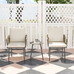 Conjunto de jardín Lerd Outsunny 3 piezas crema