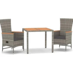 Conjunto de jardín Lisboa 2 sillas + mesa con cojines gris