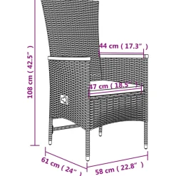 Conjunto de jardín Lisboa 2 sillas + mesa con cojines gris