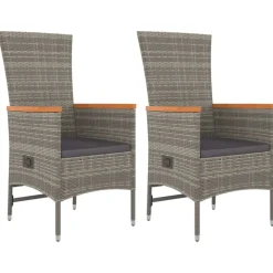 Conjunto de jardín Lisboa 2 sillas + mesa con cojines gris
