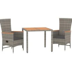 Conjunto de jardín Lisboa 2 sillas + mesa con cojines gris