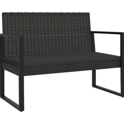 Conjunto de jardín Loop 1 sofá + 2 sillas + mesa negro