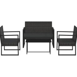 Conjunto de jardín Loop 1 sofá + 2 sillas + mesa negro
