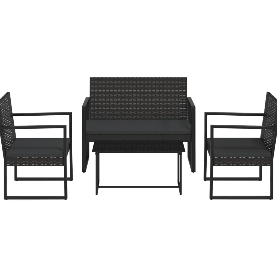 Conjunto de jardín Loop 1 sofá + 2 sillas + mesa negro