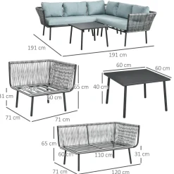 Conjunto de jardín Lumière Outsunny 3 módulos + mesa gris