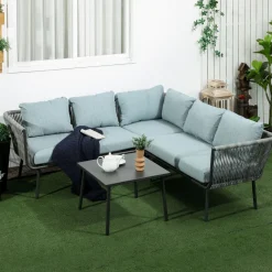Conjunto de jardín Lumière Outsunny 3 módulos + mesa gris