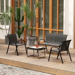 Conjunto de jardín Lunavera Outsunny 4 piezas negro