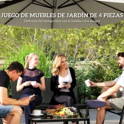 Conjunto de jardín Lunavera Outsunny 4 piezas negro