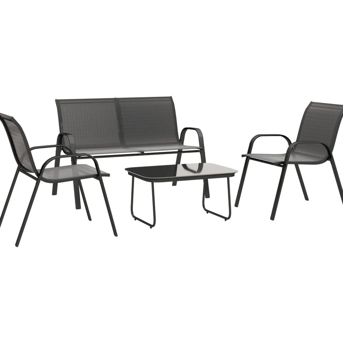 Conjunto de jardín Lunavera Outsunny 4 piezas negro