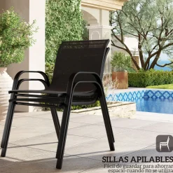 Conjunto de jardín Lunavera Outsunny 4 piezas negro