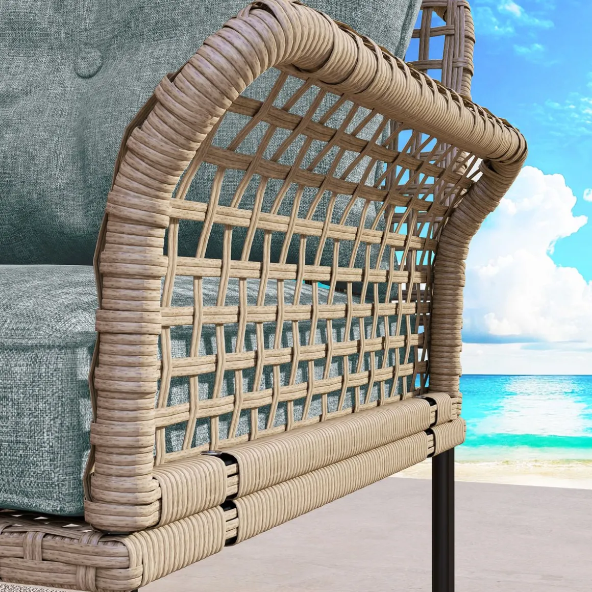 Conjunto de jardín Madagascar Outsunny sofá modular de 4 piezas + mesa natural/gris