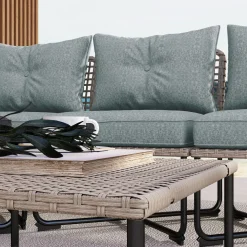 Conjunto de jardín Madagascar Outsunny sofá modular de 4 piezas + mesa natural/gris