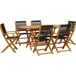 Conjunto de jardín Maddy 6 sillas + mesa natural/negro