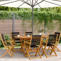 Conjunto de jardín Maddy 6 sillas + mesa natural/negro