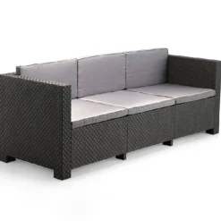 Conjunto de jardín Manhattan 4 piezas con cojines resina grafito