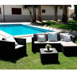 Conjunto de jardín Manhattan 4 piezas con cojines resina grafito