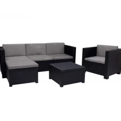 Conjunto de jardín Manhattan 4 piezas con cojines resina grafito