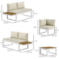 Conjunto de jardín Manila Outsunny sofá reclinable + mesa crema