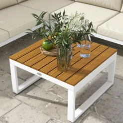 Conjunto de jardín Manila Outsunny sofá reclinable + mesa crema