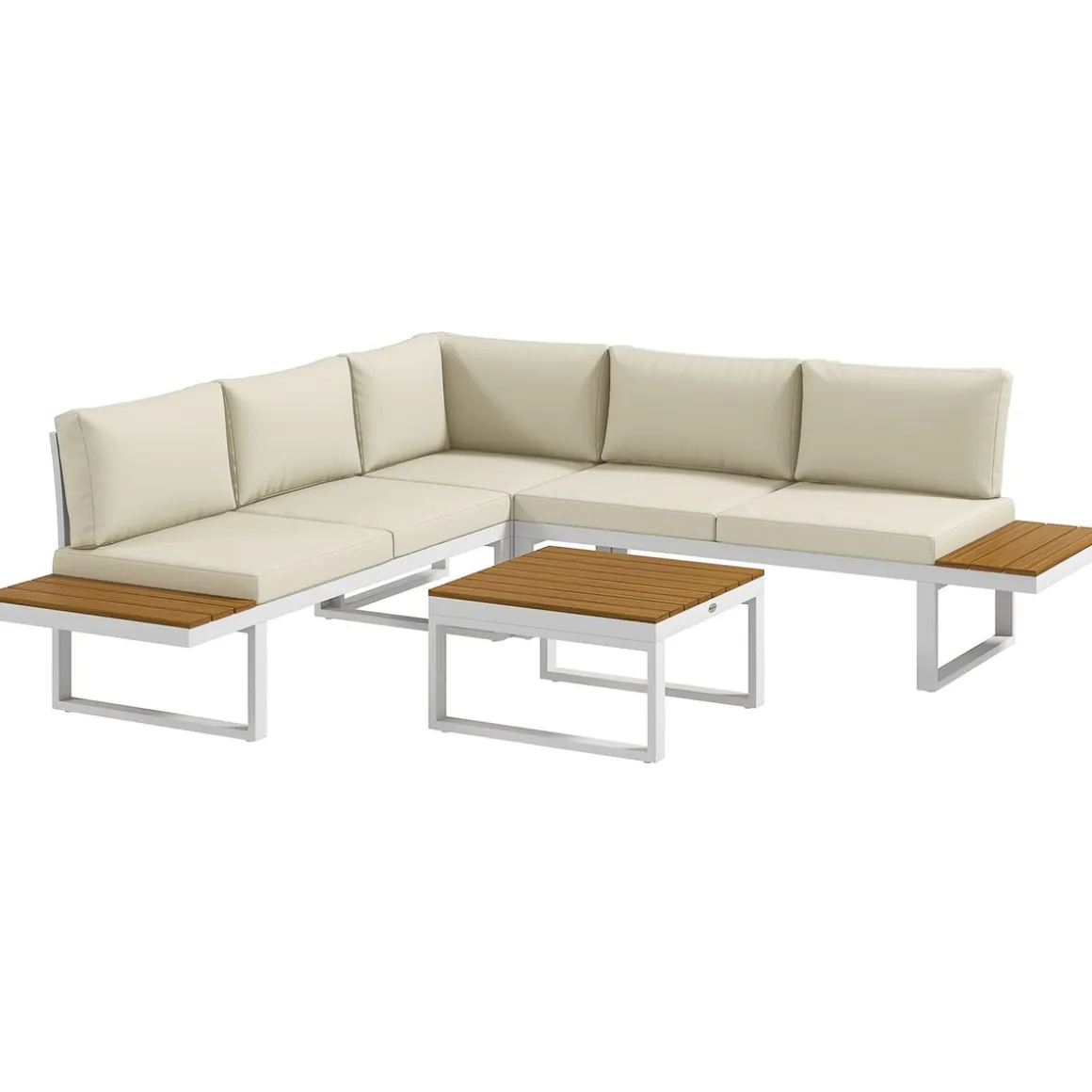 Conjunto de jardín Manila Outsunny sofá reclinable + mesa crema