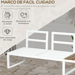 Conjunto de jardín Manila Outsunny sofá reclinable + mesa crema
