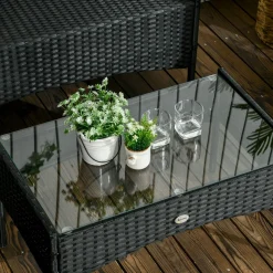 Conjunto de jardín Martín Outsunny 3 sillones + 1 mesa negro/crema