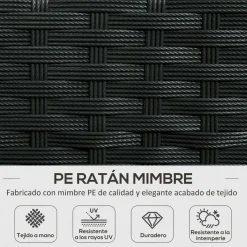 Conjunto de jardín Martín Outsunny 3 sillones + 1 mesa negro/crema