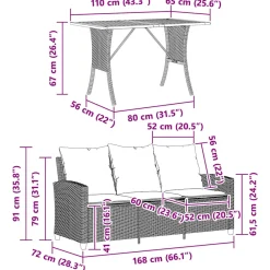 Conjunto de jardín Mayo sofá triple + mesa