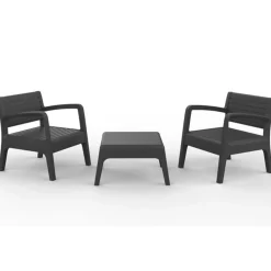 Conjunto de jardín Miami Tête à Tête Shaf 2 sillones+mesita antracita