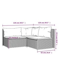 Conjunto de jardín Millor 3 piezas 57,5x126x126 cm