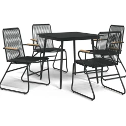 Conjunto de jardín Milán 4 sillas + mesa negro