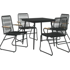 Conjunto de jardín Milán 4 sillas + mesa negro