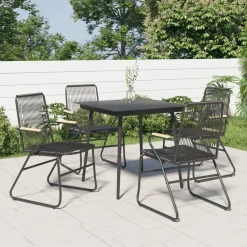 Conjunto de jardín Milán 4 sillas + mesa negro