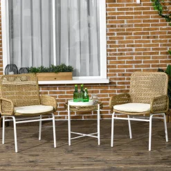 Conjunto de jardín Milán Outsunny 2 sillas + mesa natural
