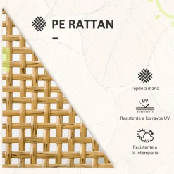 Conjunto de jardín Milán Outsunny 2 sillas + mesa natural