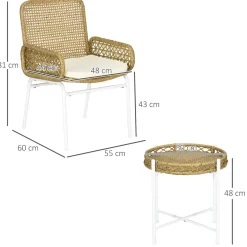 Conjunto de jardín Milán Outsunny 2 sillas + mesa natural