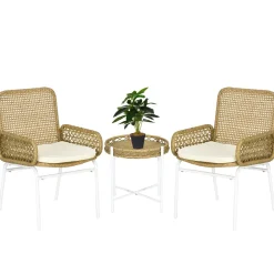 Conjunto de jardín Milán Outsunny 2 sillas + mesa natural