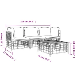 Conjunto de jardín Mosc 4 piezas con mesa de centro