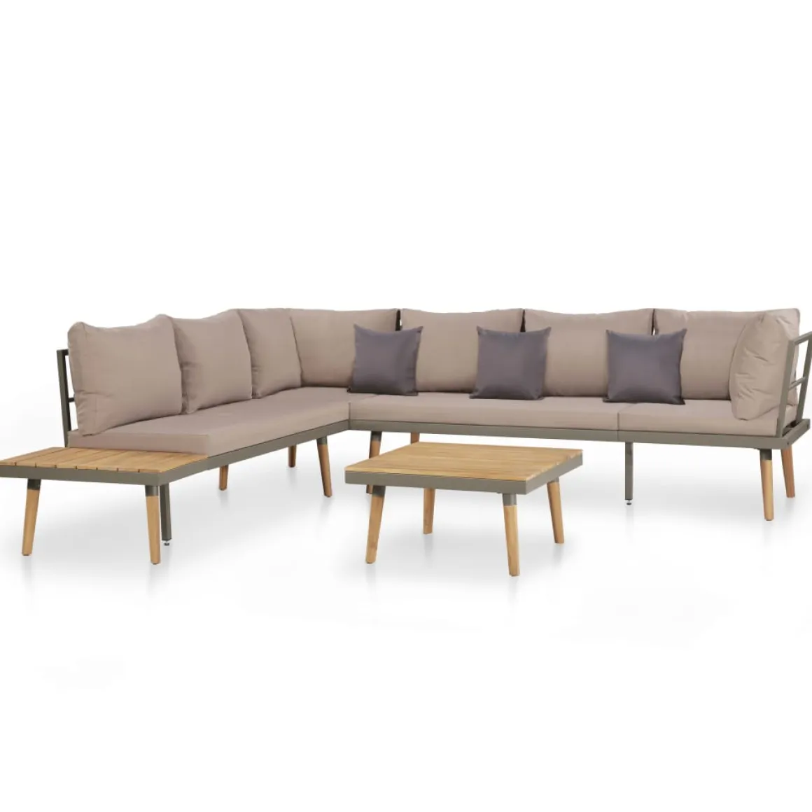 Conjunto de jardín Nara sofá esquinero + mesa gris/natural