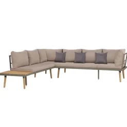 Conjunto de jardín Nara sofá esquinero + mesa gris/natural