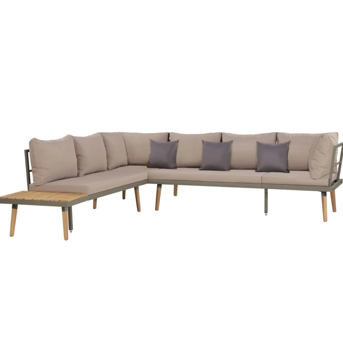 Conjunto de jardín Nara sofá esquinero + mesa gris/natural